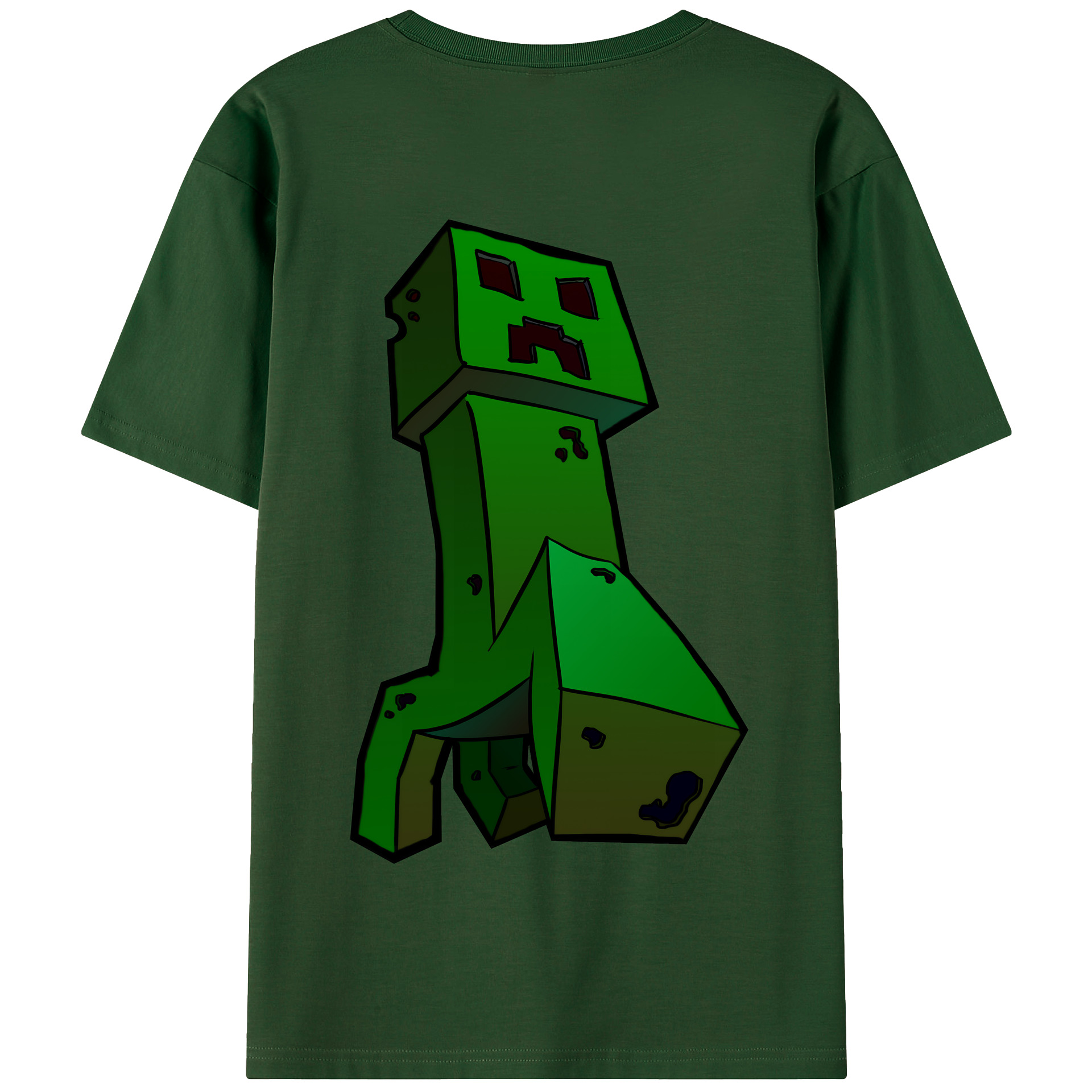 （画像用） マインクラフト ブロックの世界 Minecraft MC Block world 綿100％半袖Tシャツ（背面プリント）